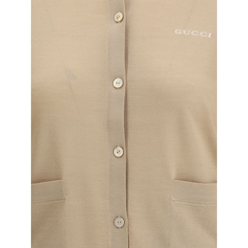 Beige Cashmere Cardigan Knitwear Gucci