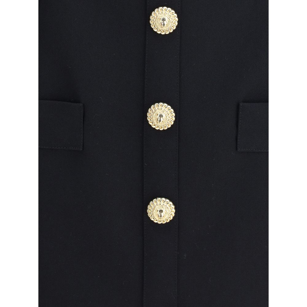 Black Fleece Wool Casual Dress Dress Balmain