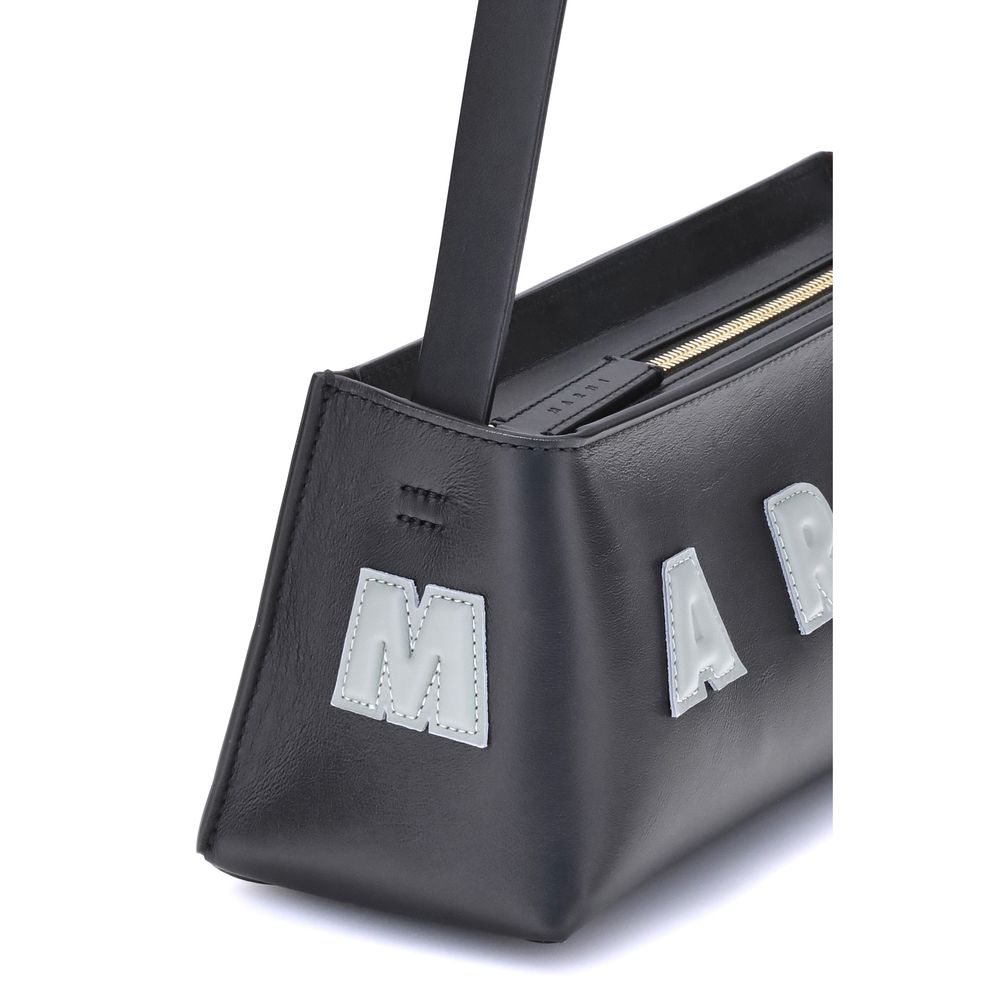 Black Calf Leather Bos Taurus Shoulder Bag Bags Marni