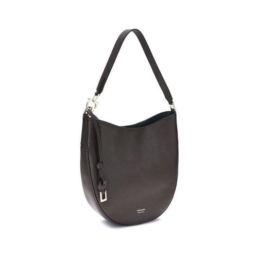 Brown Calf Leather Bos Taurus Shoulder Bag Bags Ferragamo