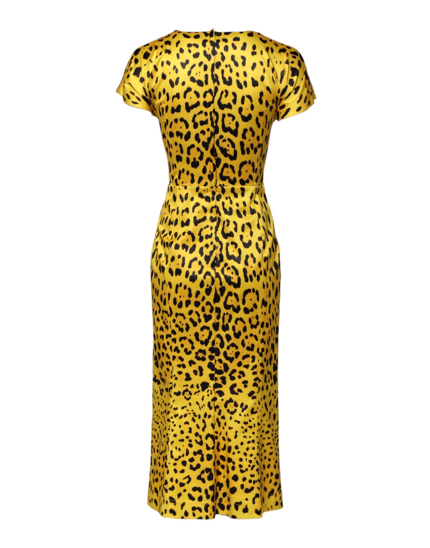 Yellow Polyester Leopard Midi Sheath Dress Dress Dolce & Gabbana