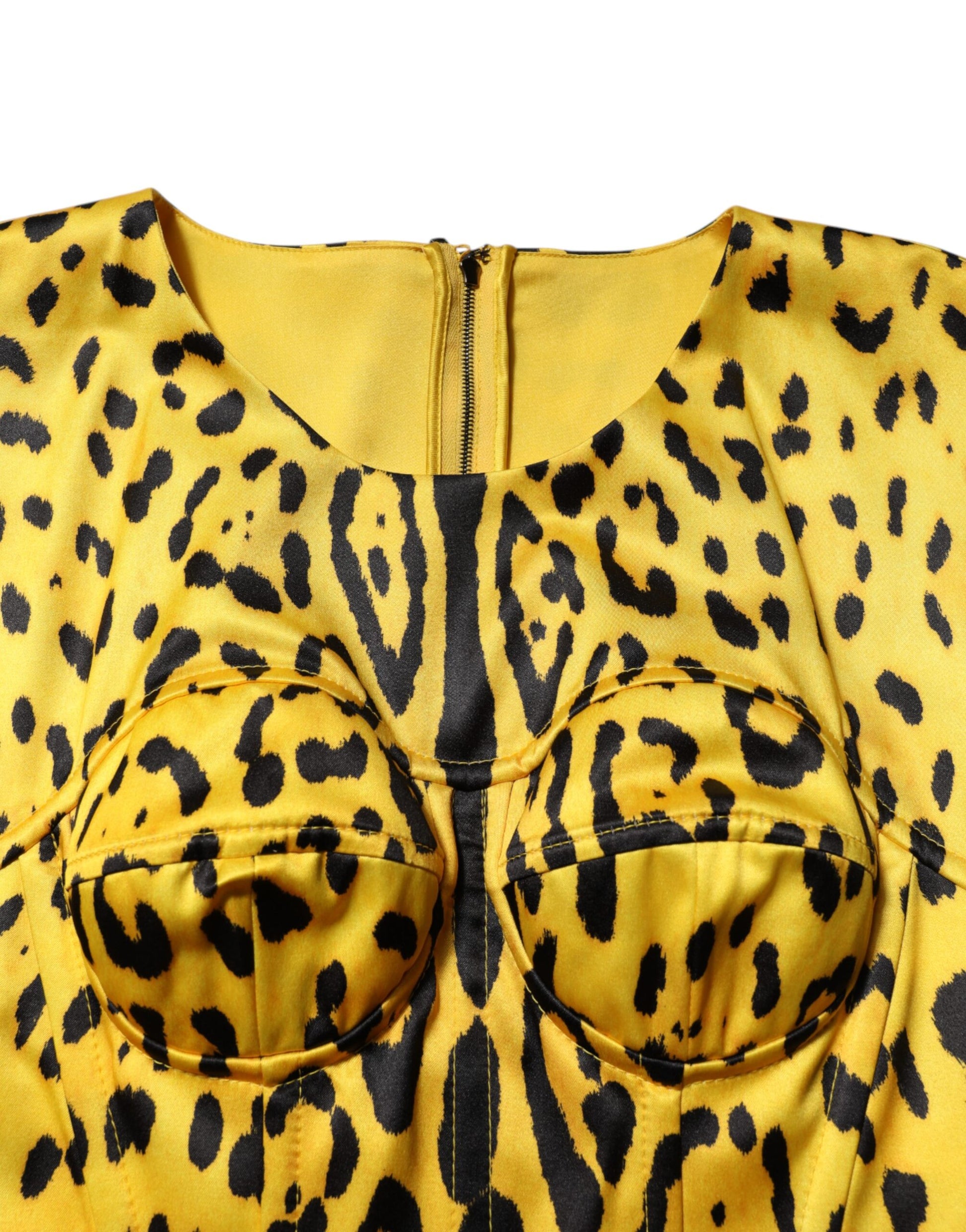 Yellow Polyester Leopard Midi Sheath Dress Dress Dolce & Gabbana