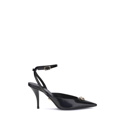 Black Calf Leather Bos Taurus Pumps Shoes Versace