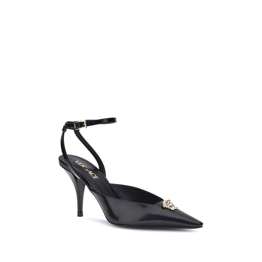 Black Calf Leather Bos Taurus Pumps Shoes Versace