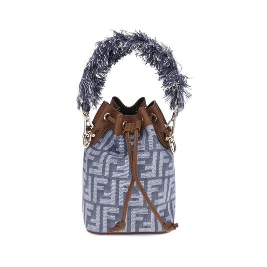 Light Blue Cotton Shoulder Bag Bags Fendi