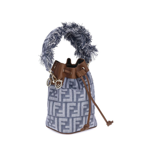 Light Blue Cotton Shoulder Bag Bags Fendi