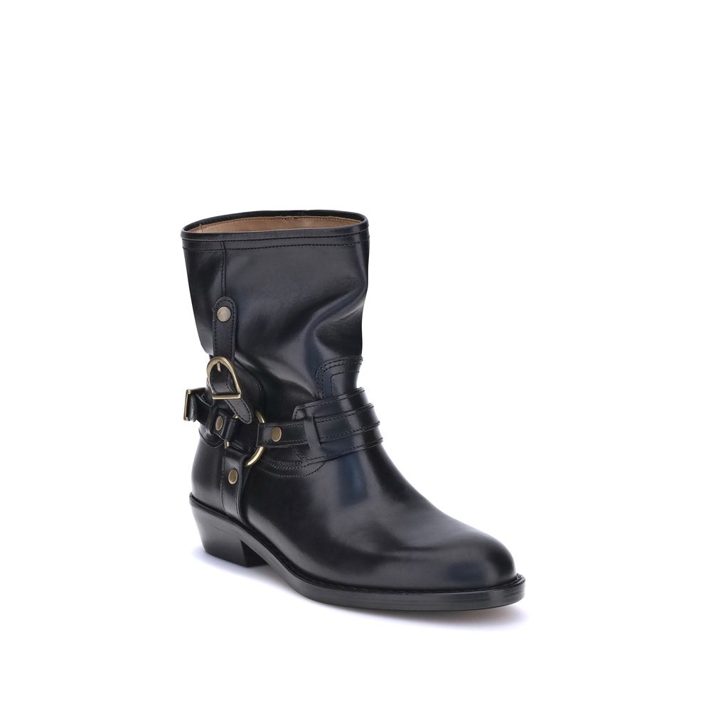 Black Calf Leather Bos Taurus Ankle Boots Shoes Isabel Marant