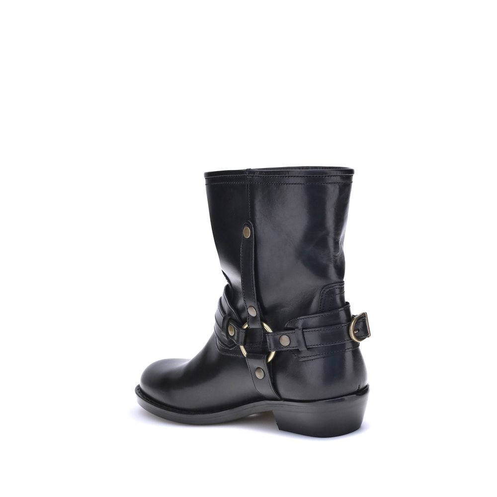 Black Calf Leather Bos Taurus Ankle Boots Shoes Isabel Marant