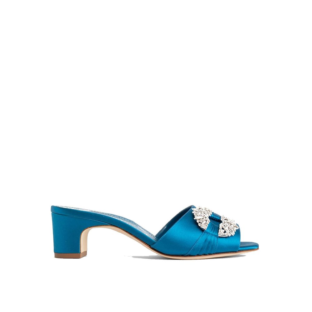 Blue Silk Mules Shoes Manolo Blahnik