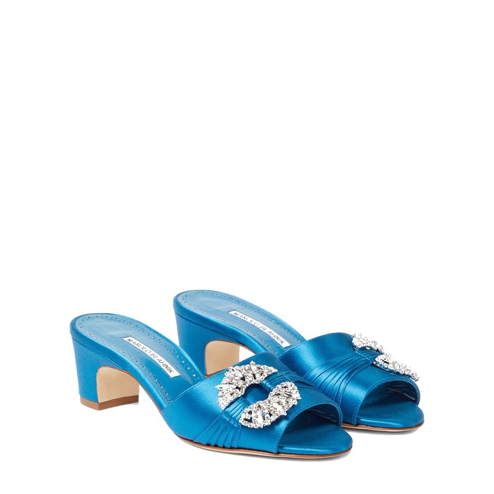Blue Silk Mules Shoes Manolo Blahnik