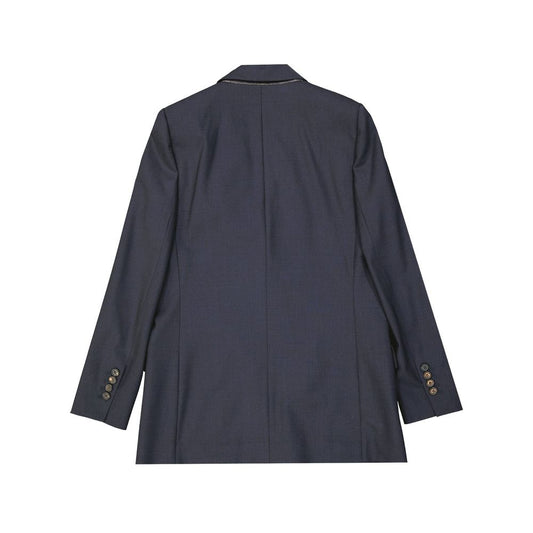 Blue Virgin Wool Blazer Blazer Brunello Cucinelli