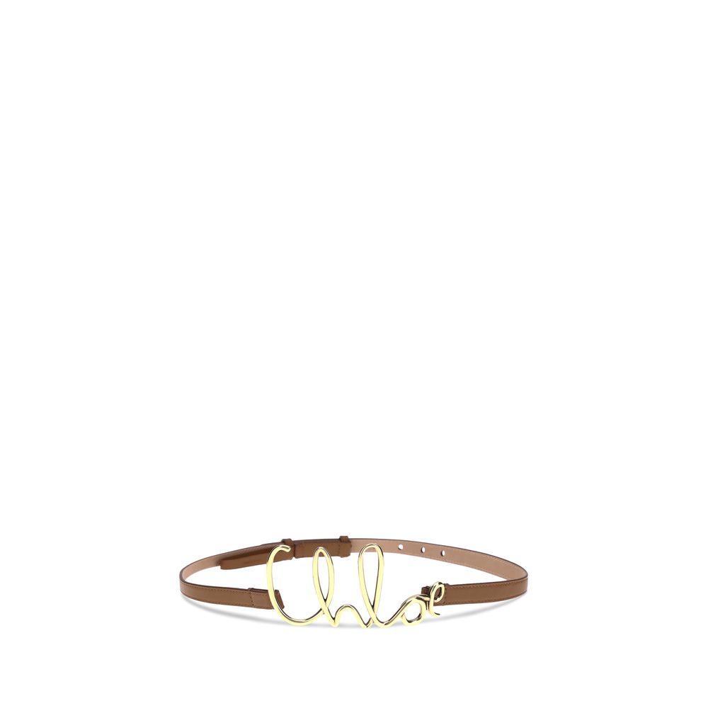Brown Calf Leather Bos Taurus Thin Belt Belt Chloé