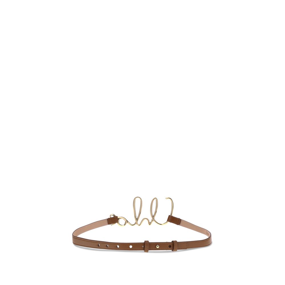Brown Calf Leather Bos Taurus Thin Belt Belt Chloé