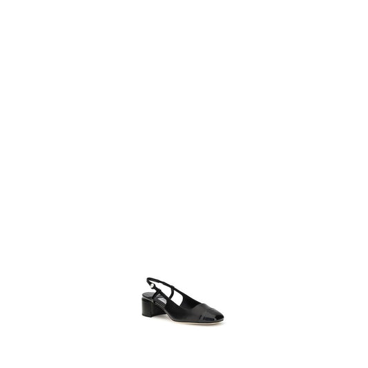 Black Calf Leather Bos Taurus Mid Heel Pumps Shoes Jimmy Choo