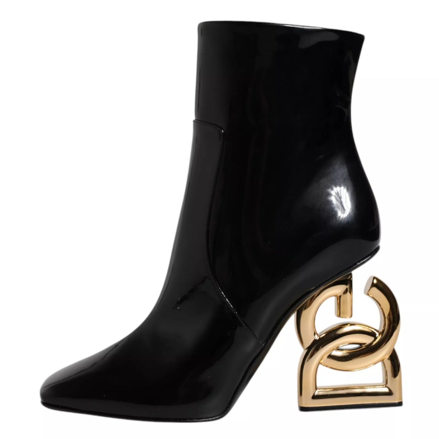 Black Jackie Leather Mid Calf Boots Shoes Shoes Dolce & Gabbana