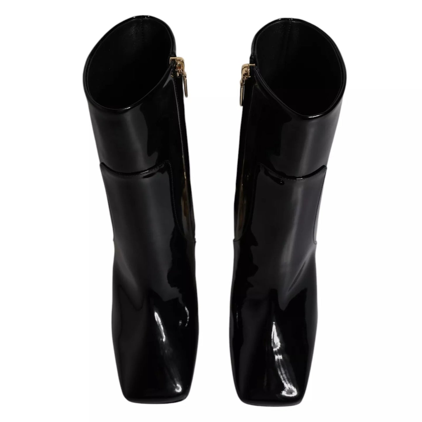 Black Jackie Leather Mid Calf Boots Shoes Shoes Dolce & Gabbana
