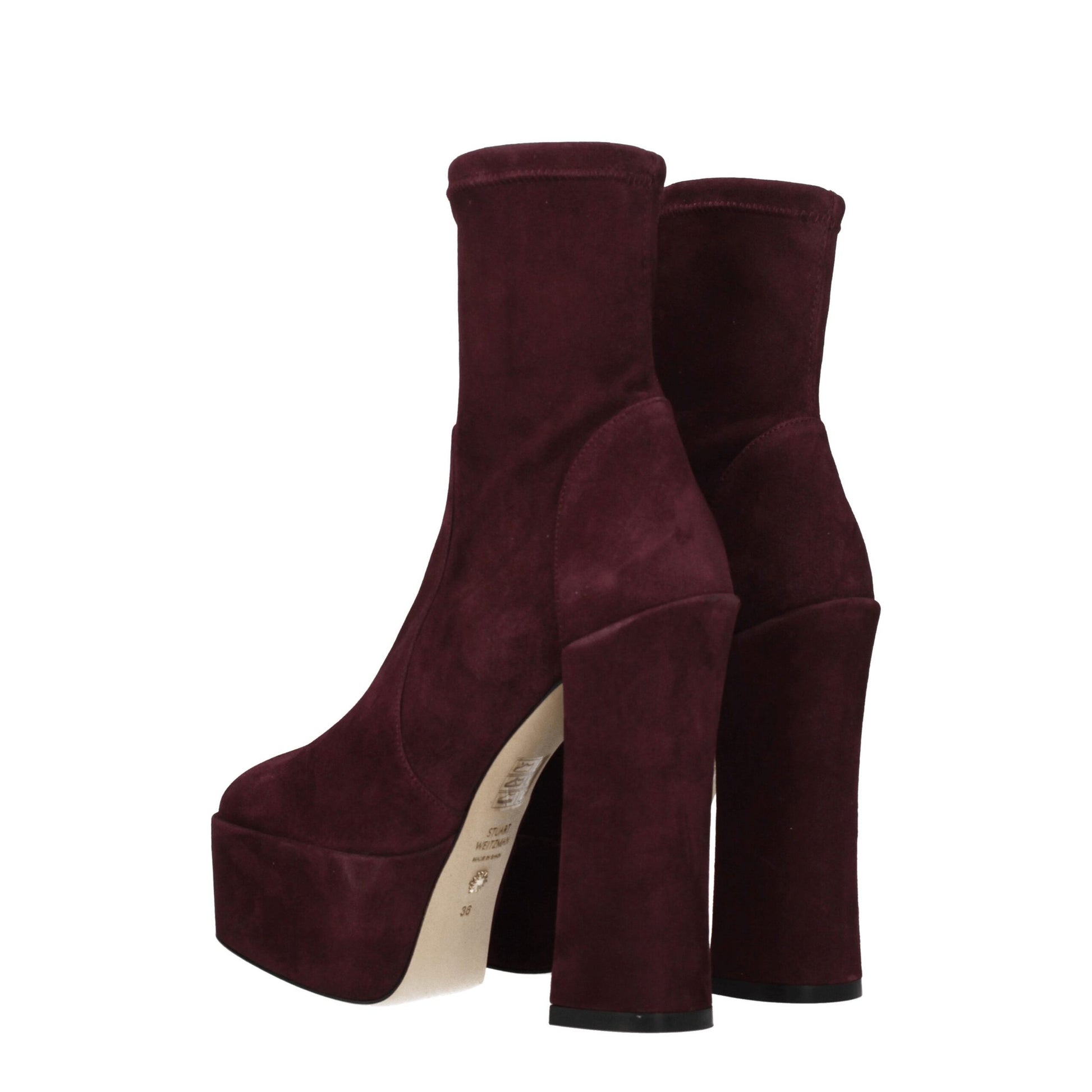 Purple Leather Ankle Boots Shoes Stuart Weitzman