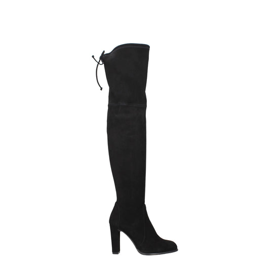 Black Leather Over The Knee Shoes Stuart Weitzman