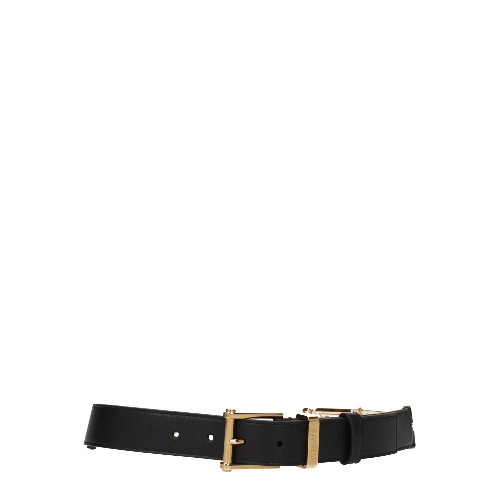 Black Leather Regular Belt Belt Versace