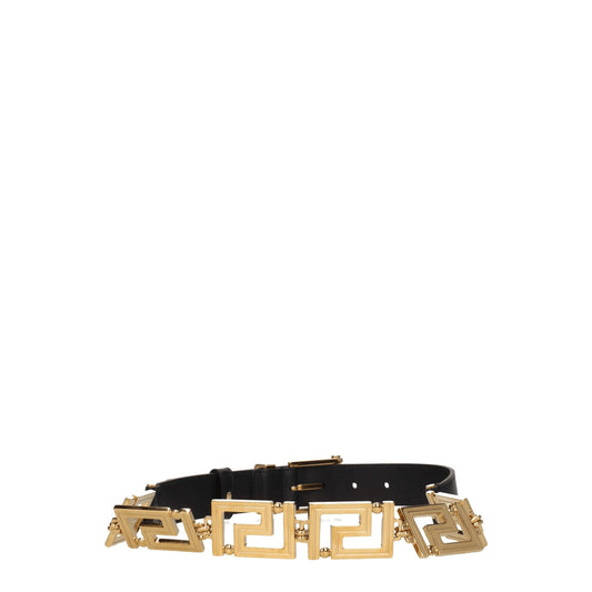 Black Leather Regular Belt Belt Versace