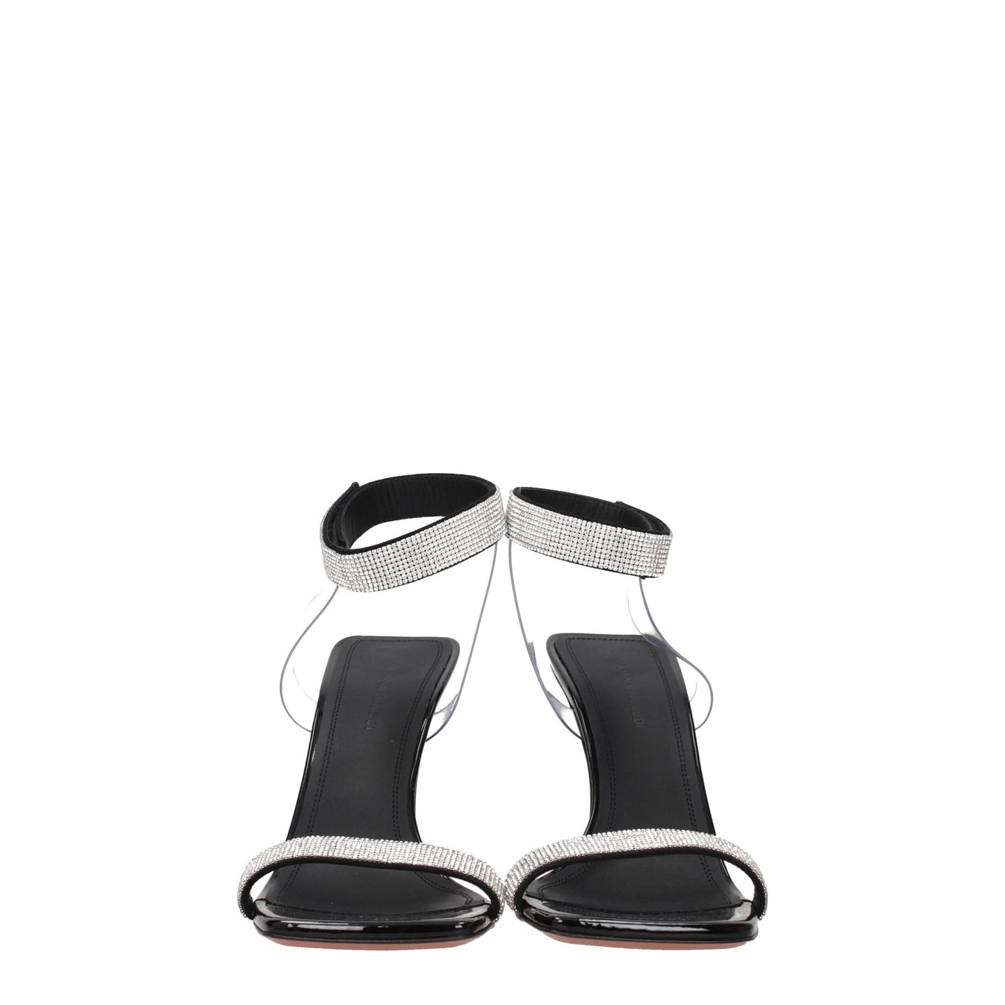 Black Crystals Stiletto Heel Sandals Shoes Amina Muaddi