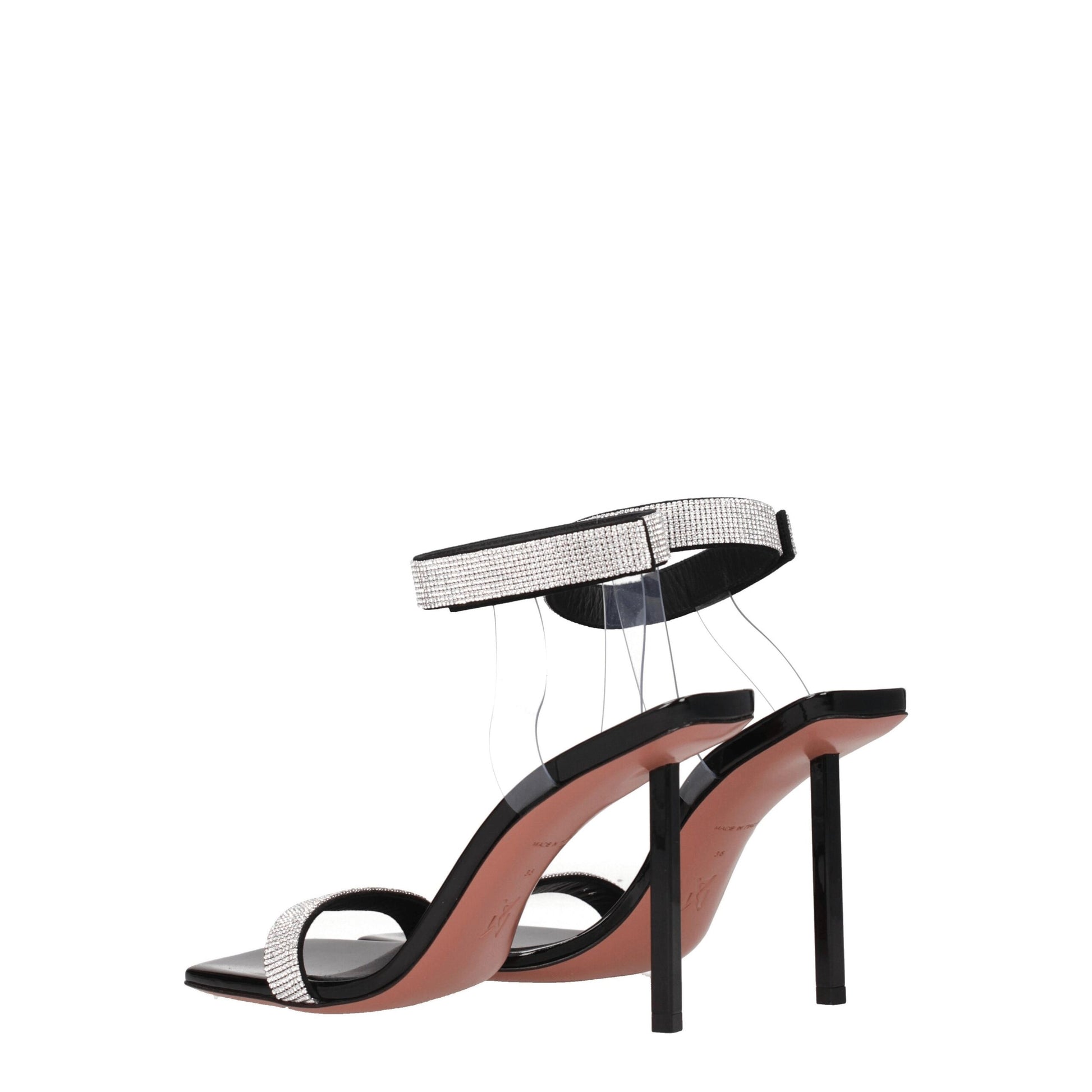 Black Crystals Stiletto Heel Sandals Shoes Amina Muaddi