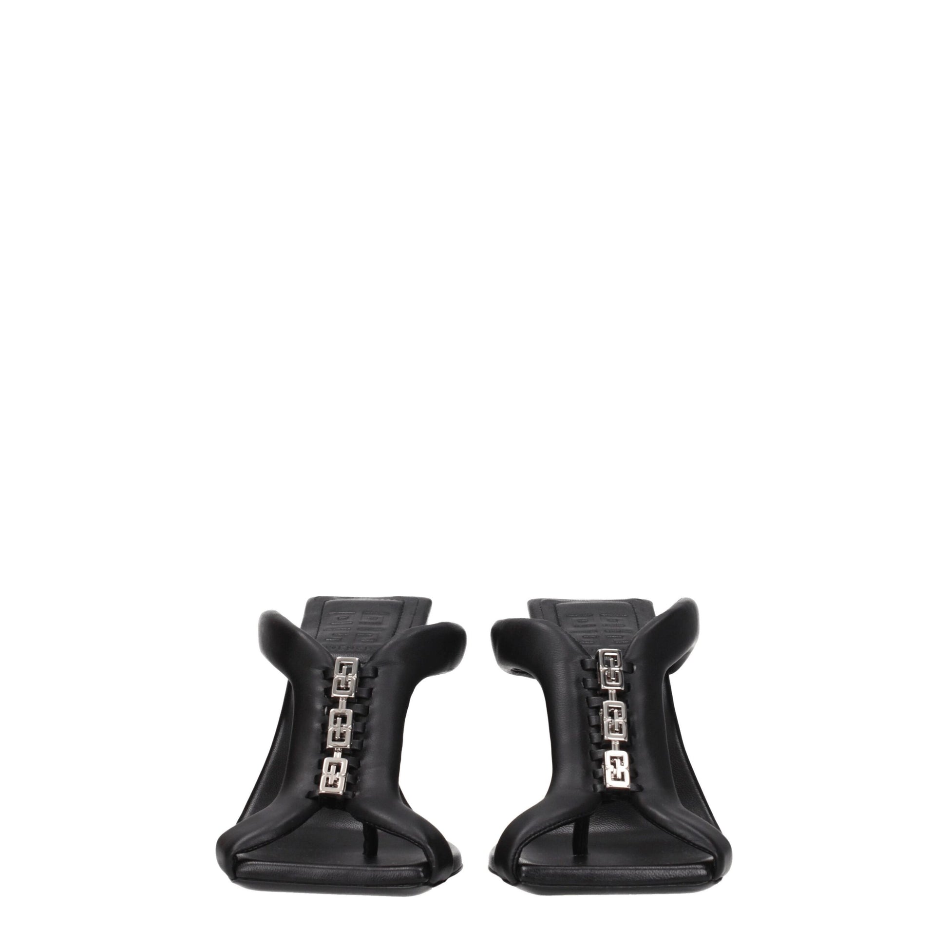 Black Leather Stiletto Heel Sandals Shoes Givenchy