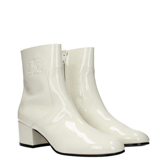 Beige Leather Ankle Boots Shoes Celine