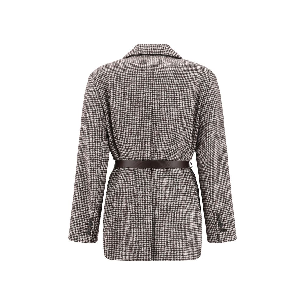 Brown Wool Blazer Coats Brunello Cucinelli