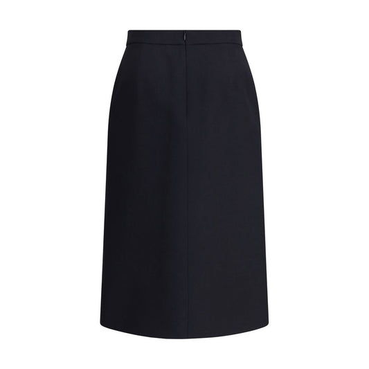 Black Fleece Wool Midi Skirt Skirts Valentino
