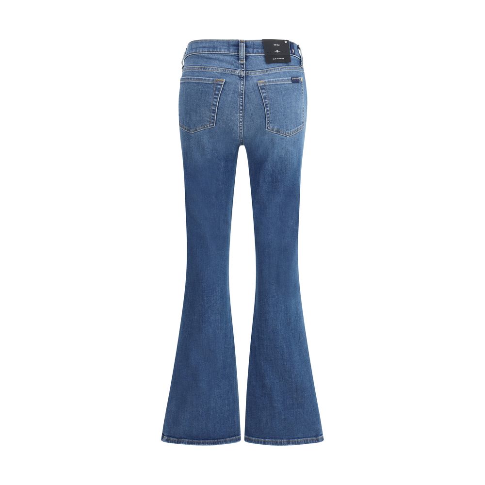 Blue Cotton Flared Jeans Pants 7FOR