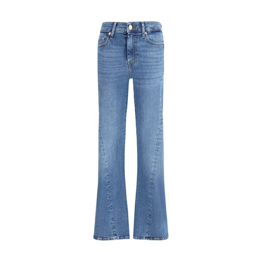 Blue Cotton Flared Jeans Pants 7FOR