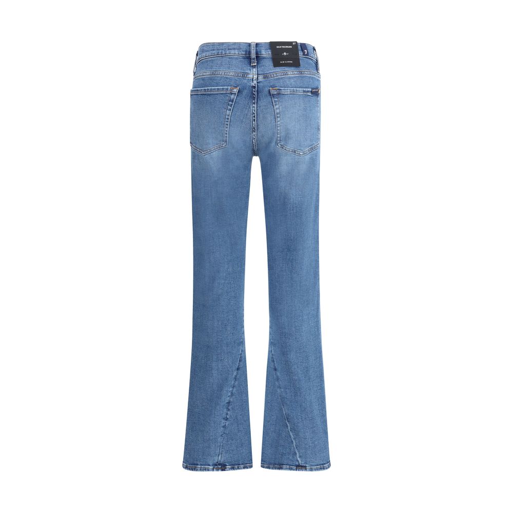Blue Cotton Flared Jeans Pants 7FOR