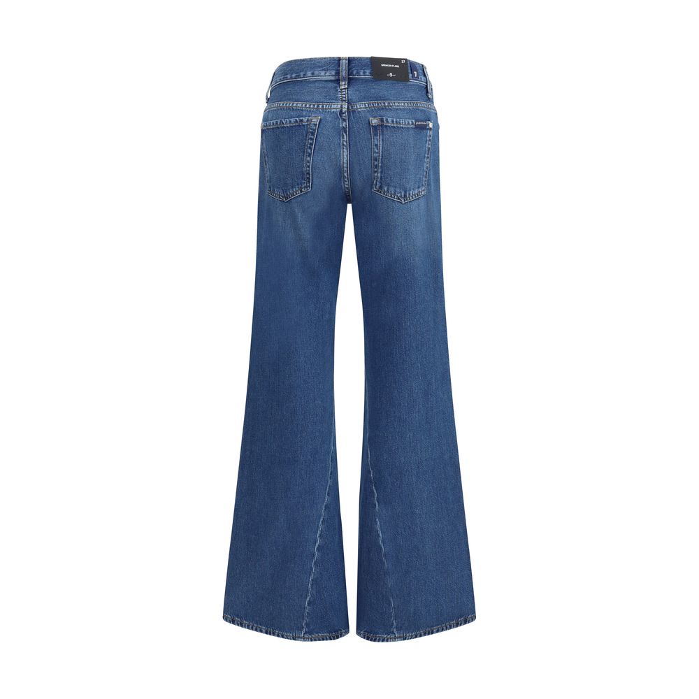 Blue Cotton Flared Jeans Pants 7FOR