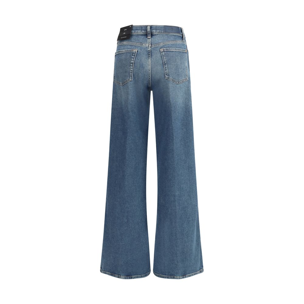 Blue Cotton Flared Jeans Pants 7FOR