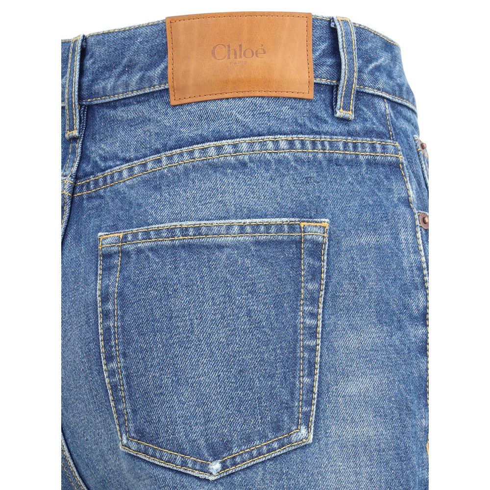 Blue Cotton Flared Jeans Chloé
