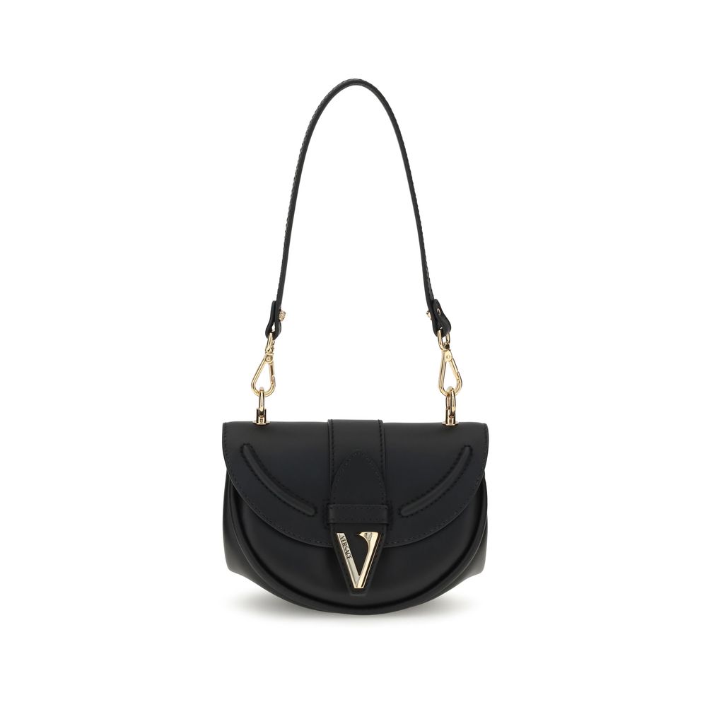 Black Calf Leather Bos Taurus Shoulder Bag Bags Versace