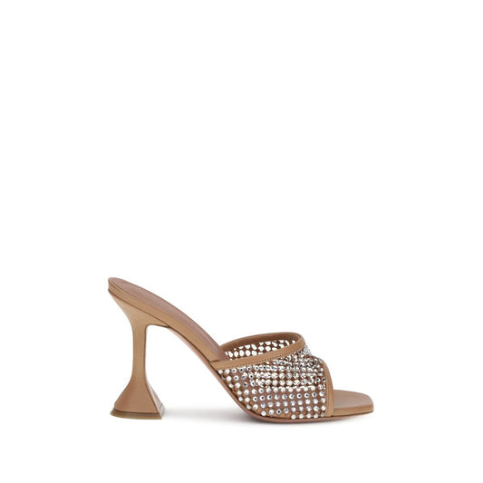 Beige Goatskin Stiletto Heel Sandals Shoes Amina Muaddi