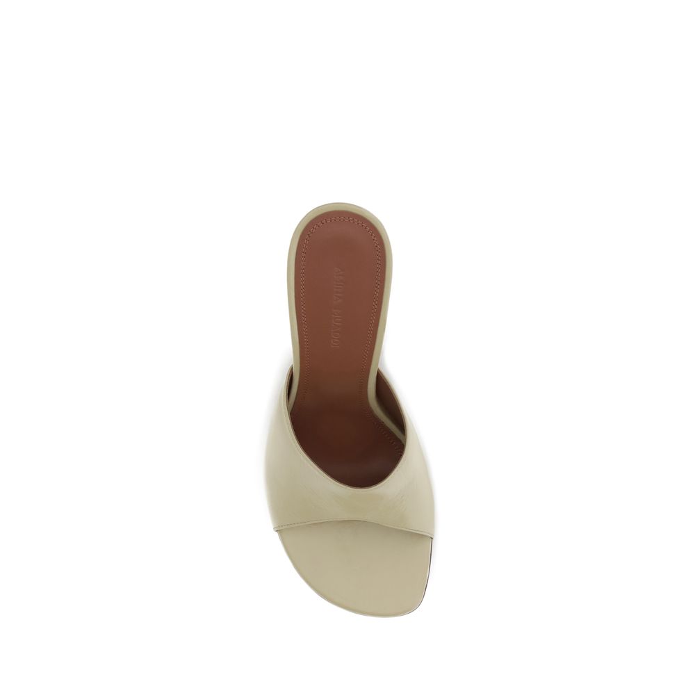 Cream Calf Leather Bos Taurus Stiletto Heel Sandals Shoes Amina Muaddi