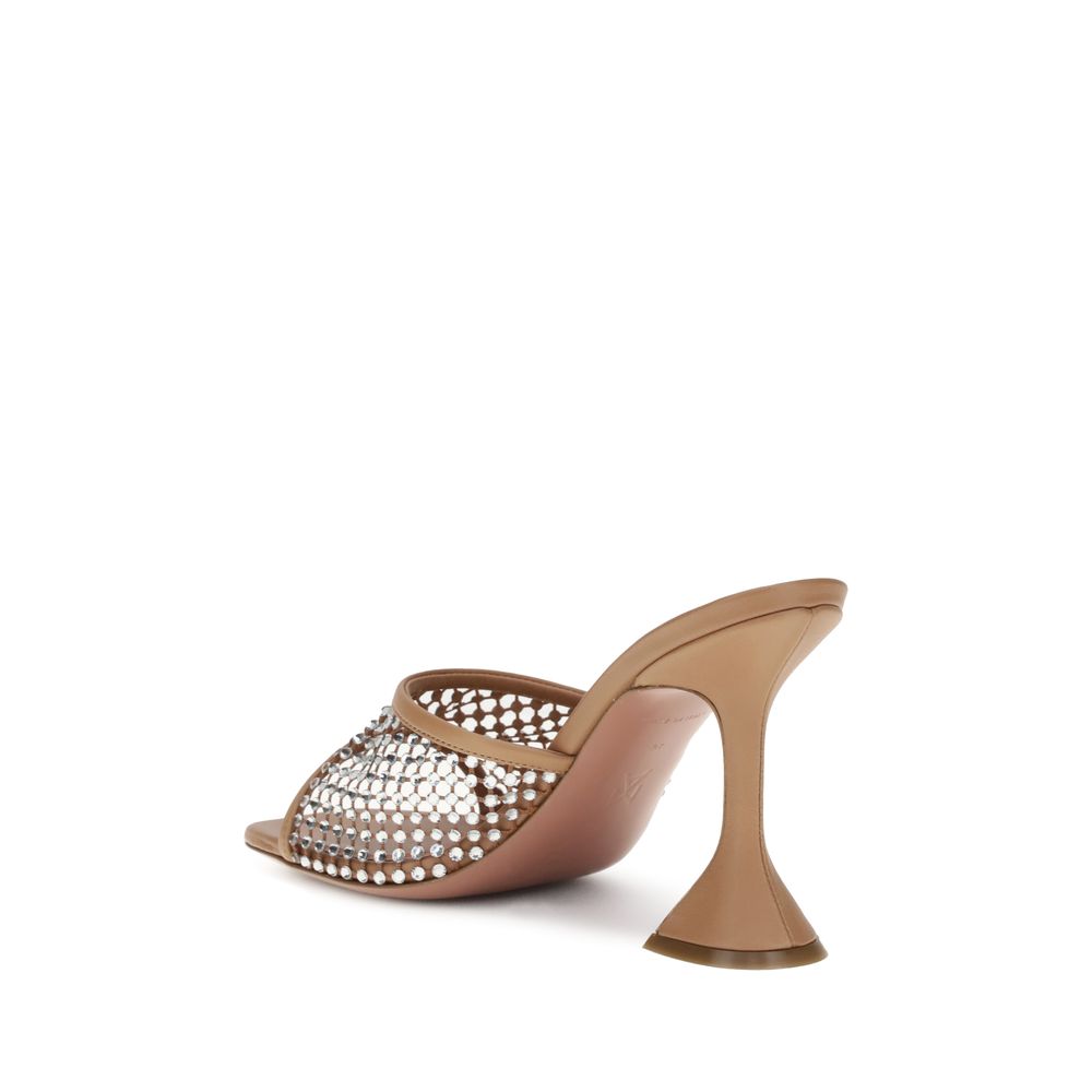 Beige Goatskin Stiletto Heel Sandals Shoes Amina Muaddi