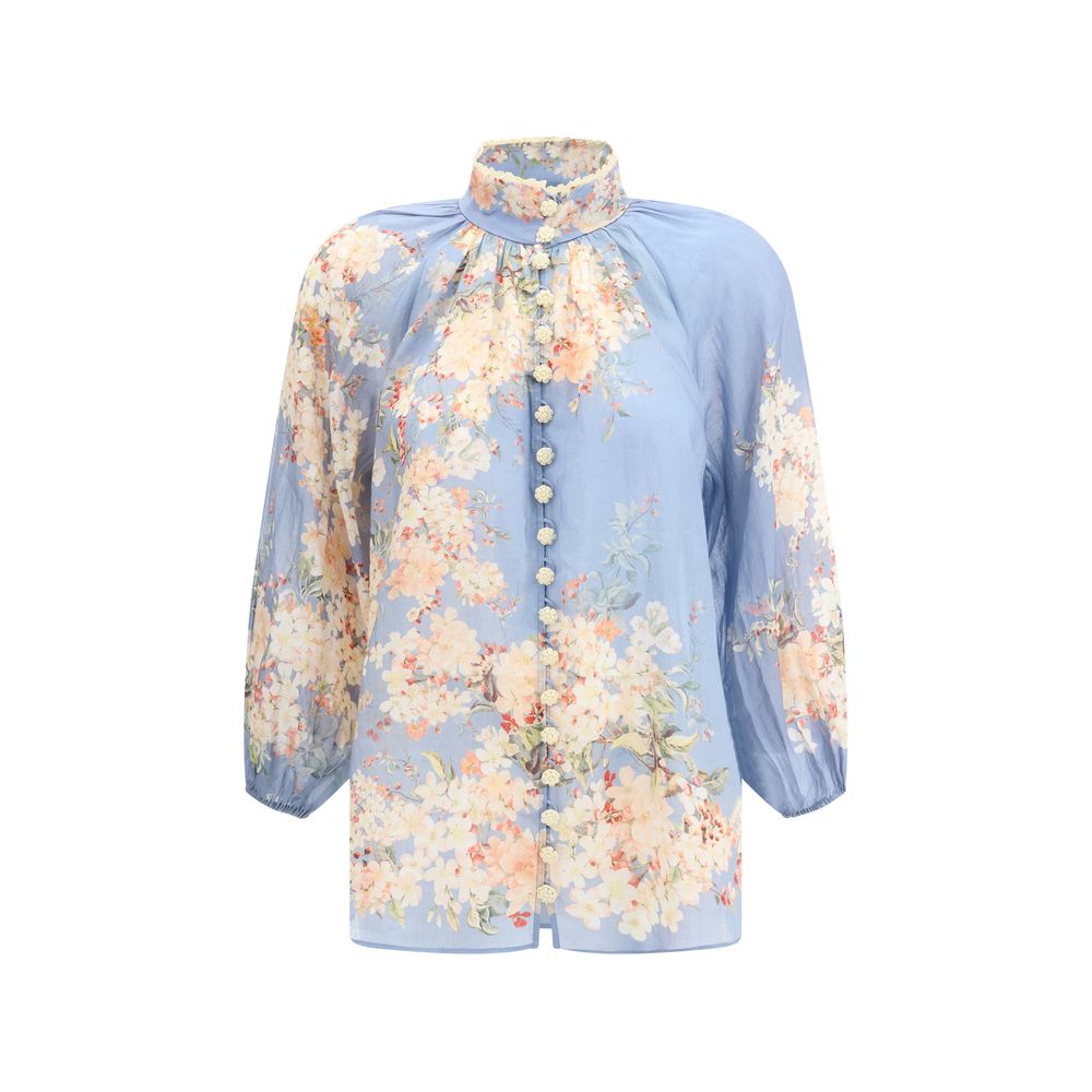 Light Blue Ramie Blouse Blouses Zimmermann