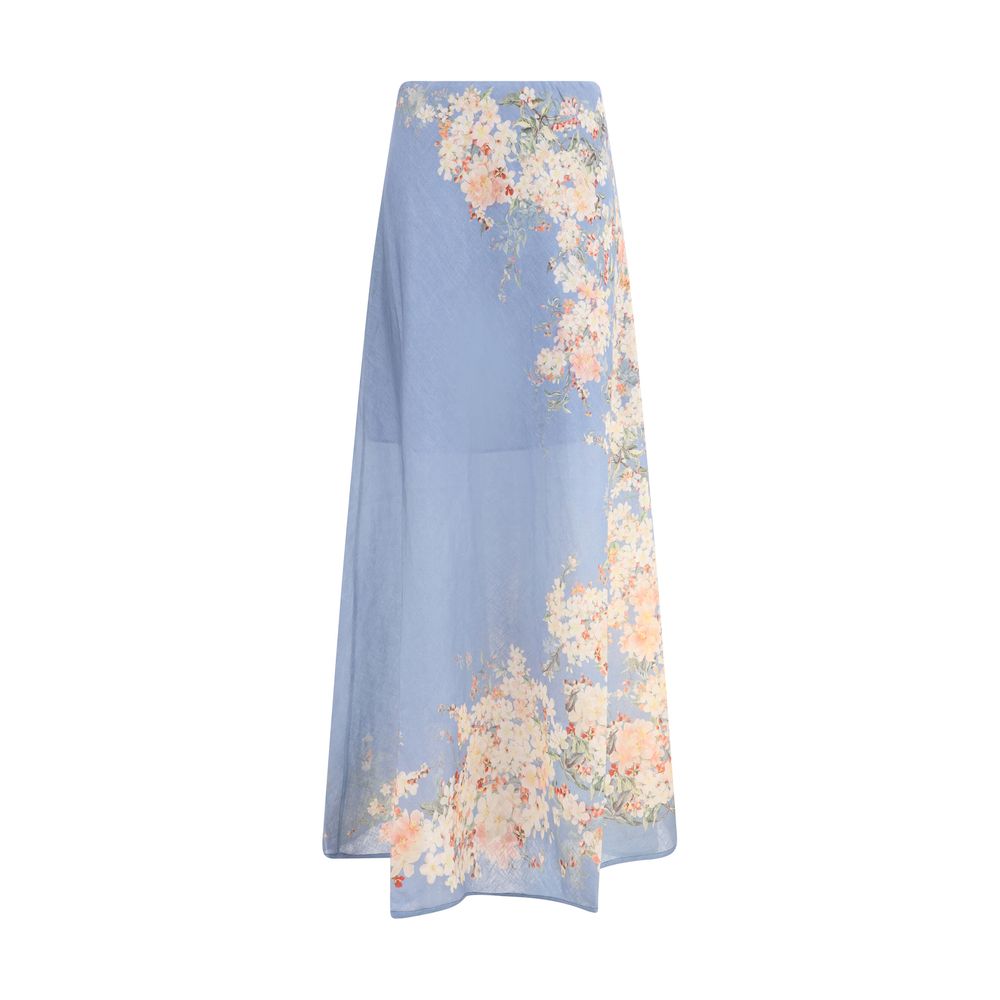 Light Blue Linen Long Skirt Skirts Zimmermann