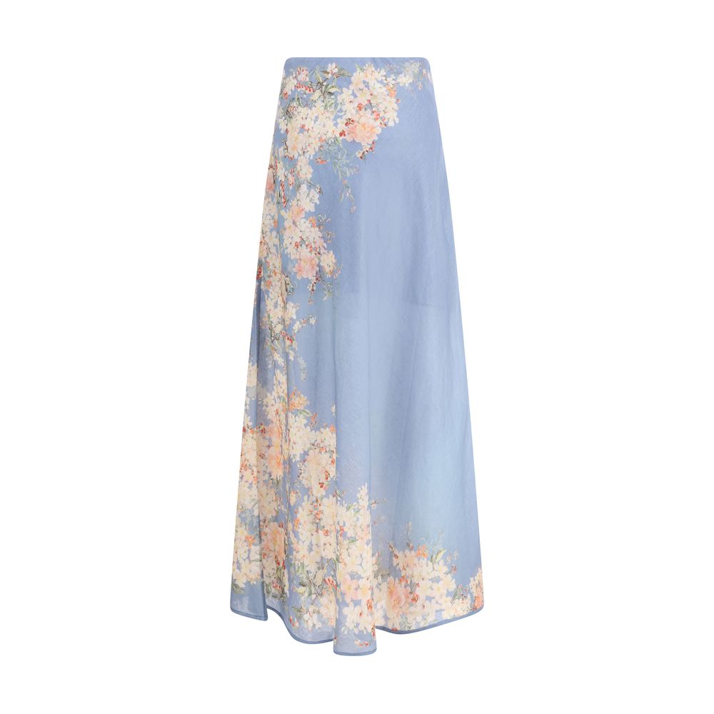 Light Blue Linen Long Skirt Skirts Zimmermann