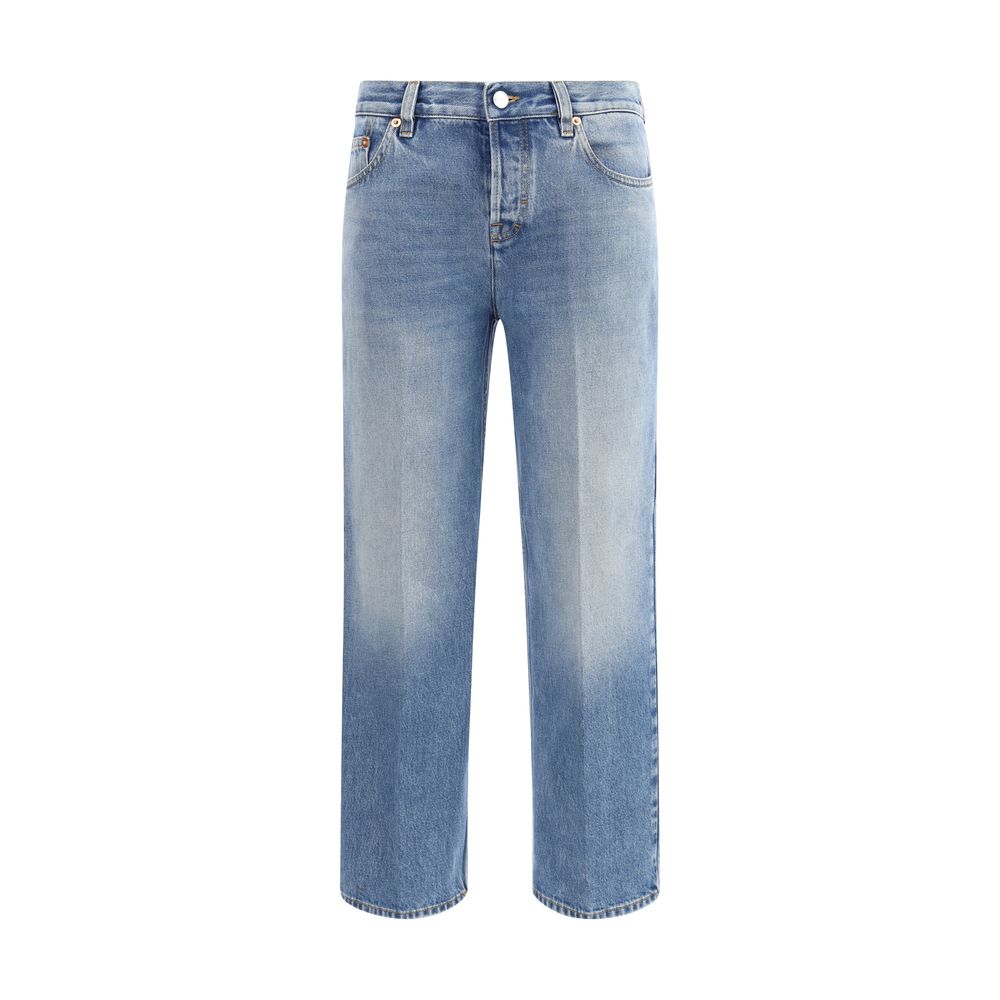 Light Blue Cotton Straight-Leg Jeans Pants Gucci