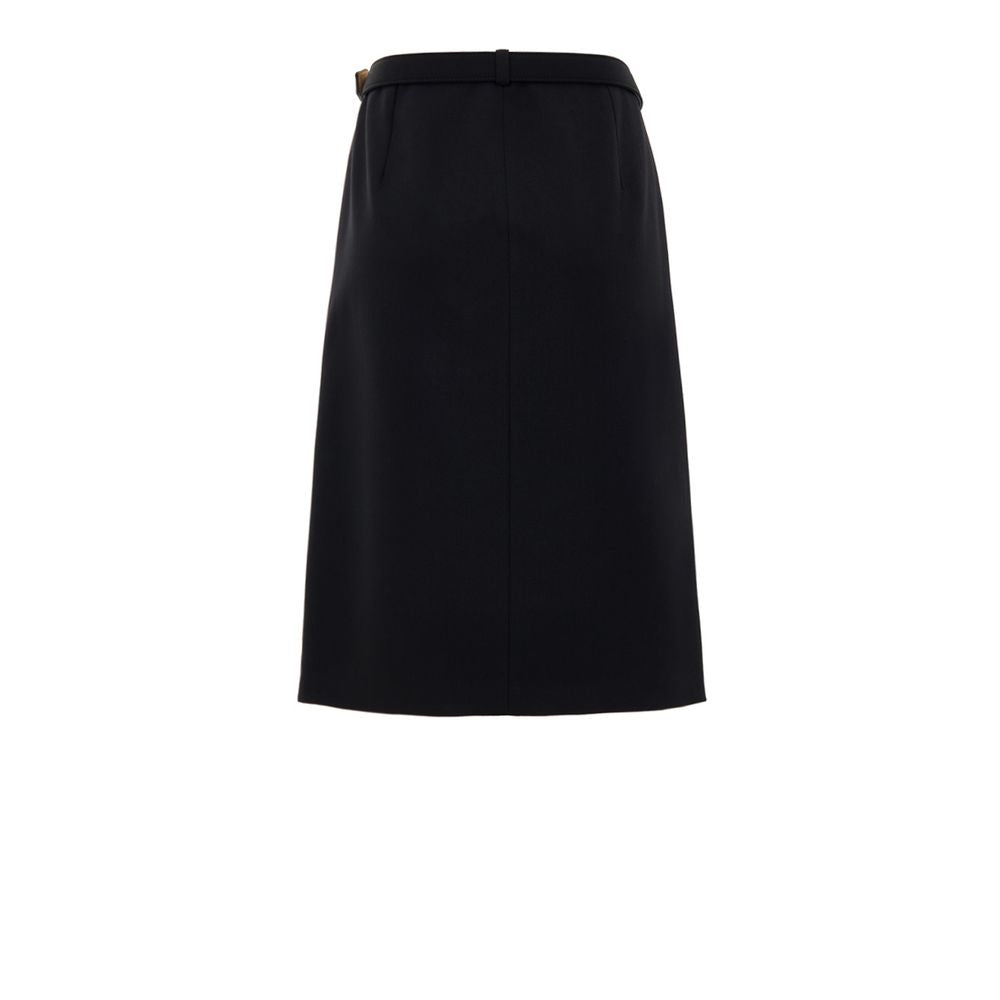 Black Wool Midi Skirt Skirts Gucci