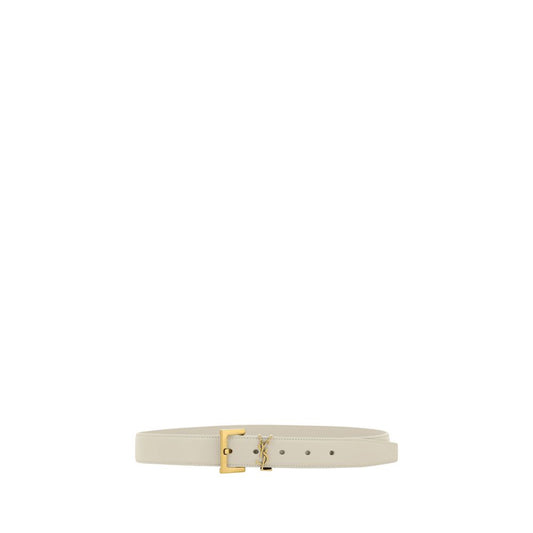 White Calf Leather Bos Taurus Regular Belt Belt Saint Laurent