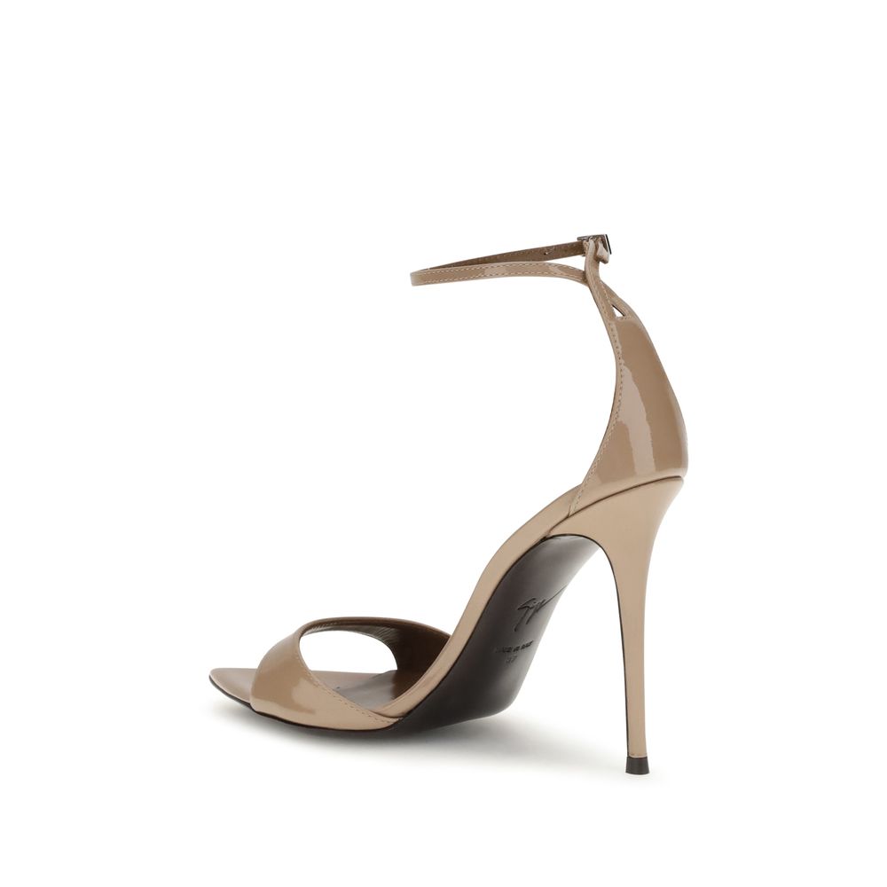 Beige Leather Stiletto Heel Sandals Shoes Giuseppe Zanotti