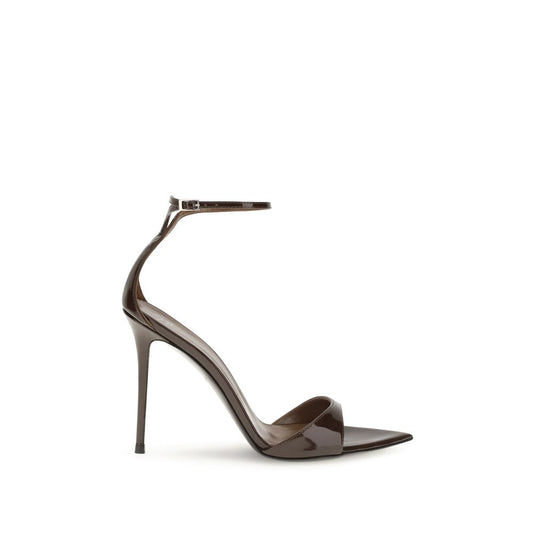 Black Leather Stiletto Heel Sandals Shoes Giuseppe Zanotti