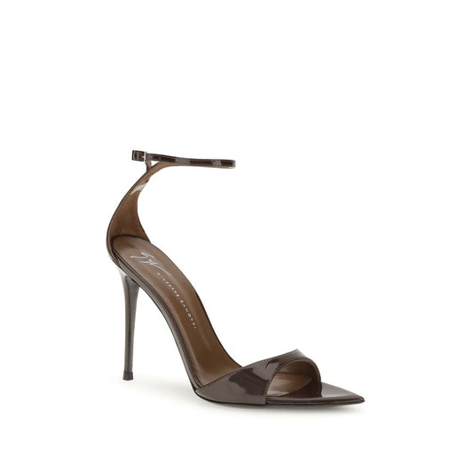 Black Leather Stiletto Heel Sandals Shoes Giuseppe Zanotti