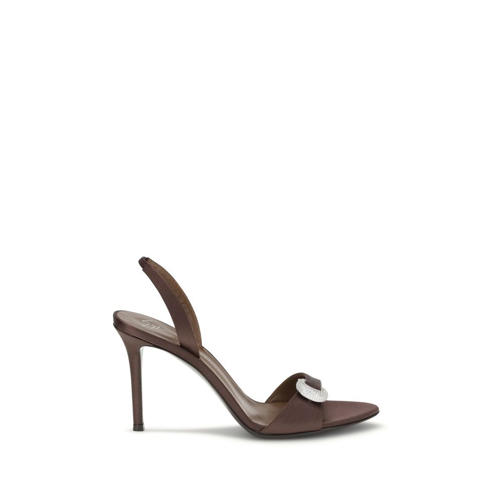 Brown Silk Stiletto Heel Sandals Shoes Giuseppe Zanotti